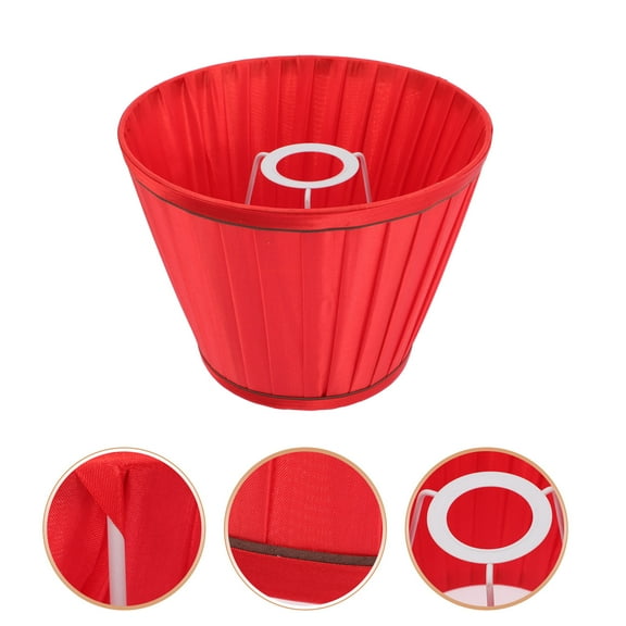 Toyvian Table Lamp Shades Red Cloth Pleated Shade for Bedroom 1Pack