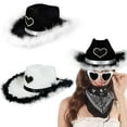 thumbnail image 2 of Rhinestone Love Heart Women Glitter Cowboy Hat Fur-edged Cowgirl Hats Women Funny Performance Costume Cosplay Hat for Wedding Carnival Party, 2 of 9