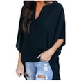 thumbnail image 2 of Kayannuo Womens Tops Long Sleeve Fall Women Solid Short Front Long Back Thin Long Sleeve V-Neck Shirt Blouse Top, 2 of 5
