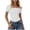 hgg272-White, variant on Women 3D Butterfly Decor T-Shirt Slim Fit One Off The Shoulder Blouse Y2k Short Sleeve Ruched Going Out Top