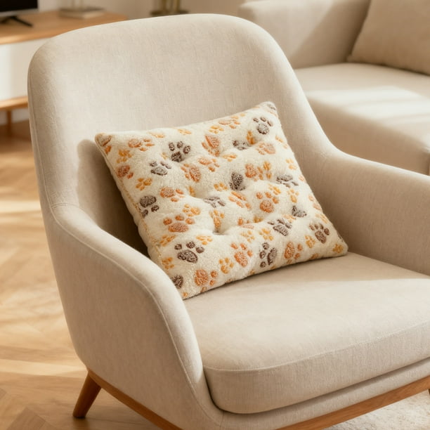Cojín de asiento de felpa gruesa | Acolchado de poliéster suave y cálido | Estampado de pata de gato | 40 x 40 cm para oficina, hogar, comedor, silla, patio | Soporte cómodo para uso en interiores y