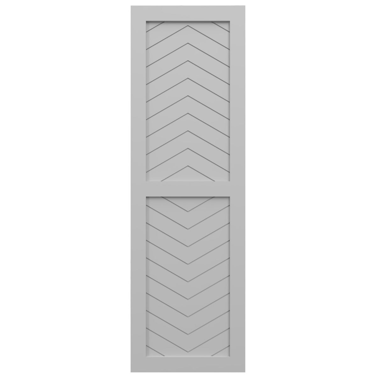 Ekena Millwork 18"W x 67"H True Fit PVC Two Panel Chevron Modern Style Fixed Mount Shutters, Primed (Per Pair - Hardware Not Included)