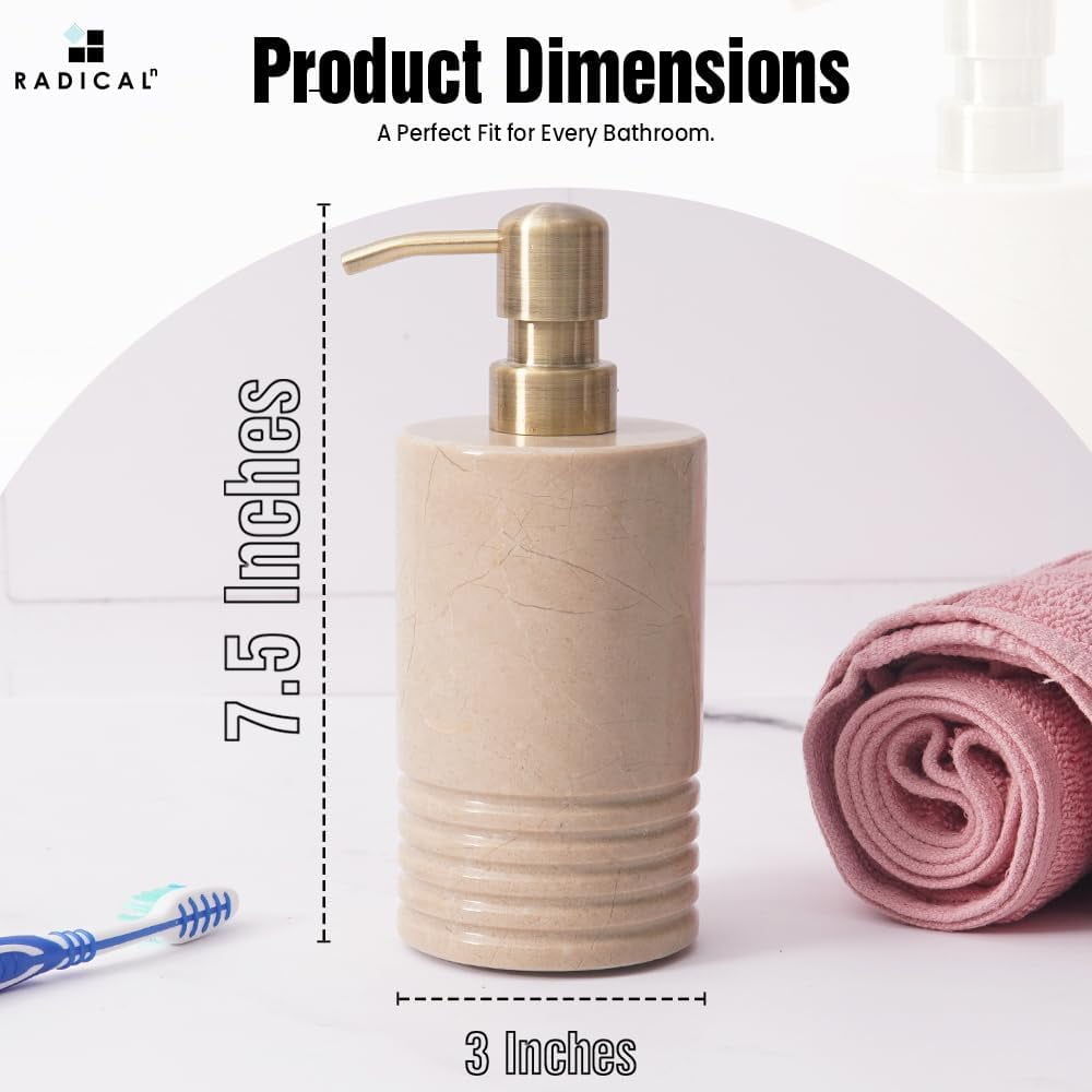 Radicaln Marble Liquid Soap Dispenser 7.5" inches Verona Handmade Hand Soap Dispenser for Kitchen Decor - Dish Soap, Soap Dispenser & Hand Pump - Bathroom Soap Dispenser Set