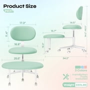 Pinmoco Ergonomic Cross Legged Swivel Chair, Wide Swivel Vanity Chair with Back Support, Height Adjustable for Criss Cross Sitting, Green