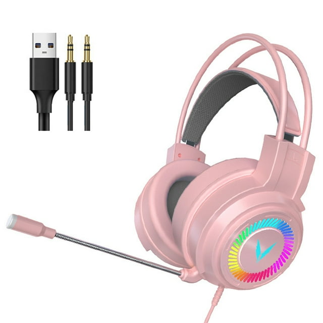 Casque de Jeu avec Son Surround - pour PS4, PC, Xbox One, Réduction de Bruit Casque de Jeu avec Micro, Lumières Cool, Coussinets Confortables pour Ordinateurs Portables
