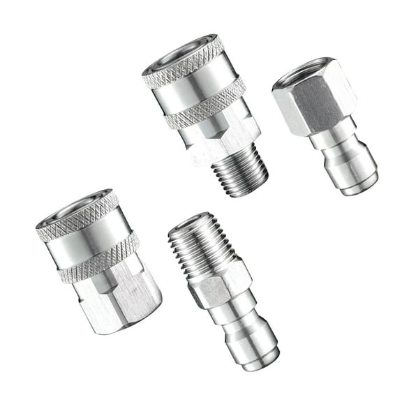 TAPDRA 4 Pcs 1/4 Inch NPT Pressure Washer Adapter Set 5000 PSI Stainless Steel Quick Connect Fittings