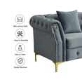 thumbnail image 6 of Hybition 3-Pieces Living Room Set Modern Velvet Sofa Set & Golden rivets-Grey, 6 of 7
