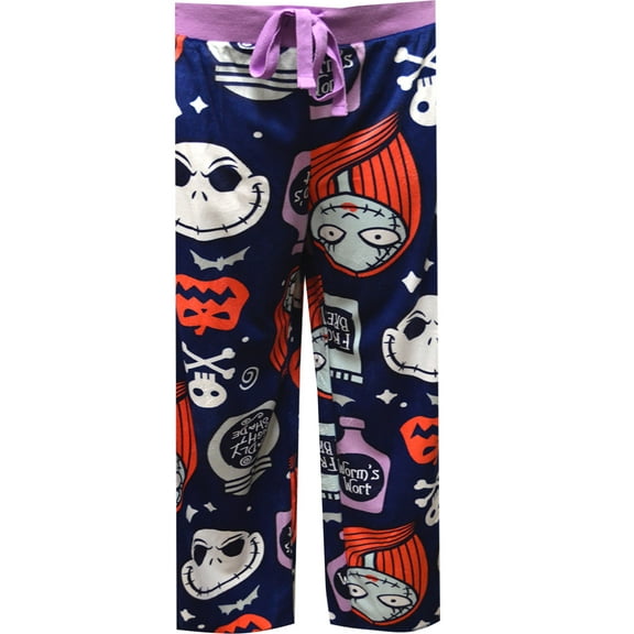 Briefly Stated Womens Nightmare Before Christmas Jack and Crew Silky Fleece Loungepant (Small)