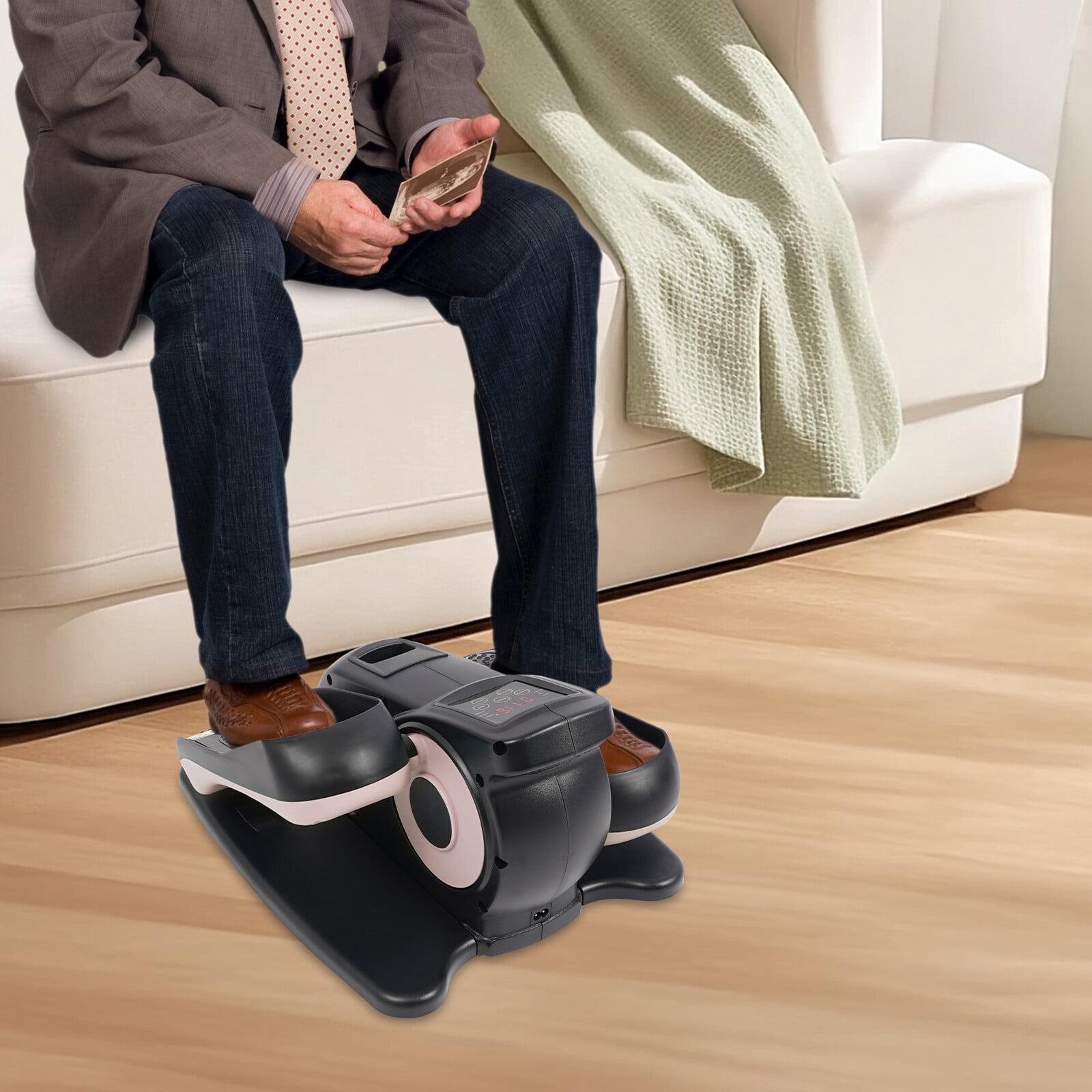 Under Desk Elliptical Machine, Quiet & Portable, 8 Speeds,Manual (5-Speed) and Automatic (P1-P3), Seated Pedal Exerciser with Remote Control for Seniors