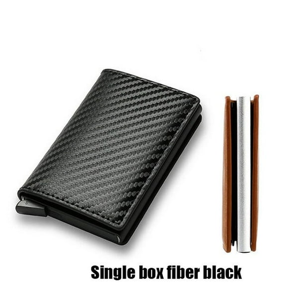 Cartera de cuero con bloqueo RFID para hombre, tarjetero personalizado con doble caja de Metal para tarjetas de identificación, monedero con Clip para dinero, novedad de 2023