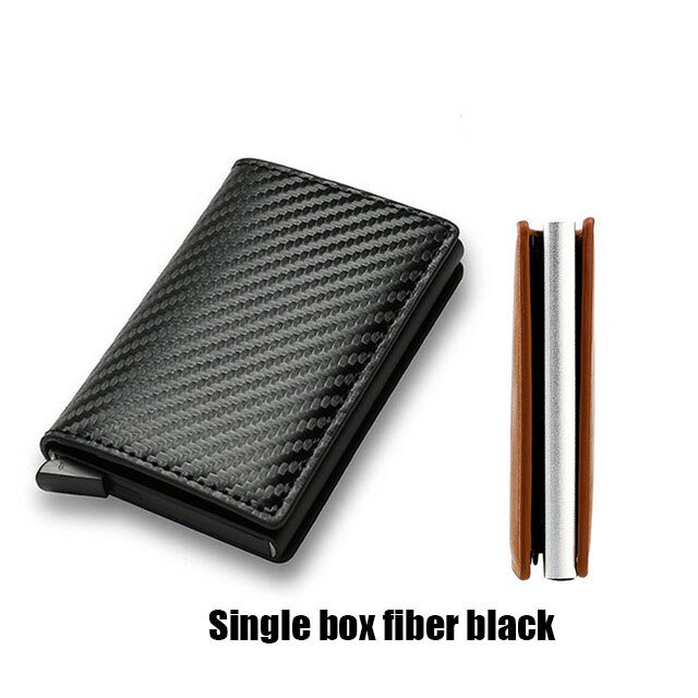 Cartera de cuero con bloqueo RFID para hombre, tarjetero personalizado con doble caja de Metal para tarjetas de identificación, monedero con Clip para dinero, novedad de 2023