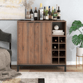 thumbnail image 1 of [2 DAY Delivery] Sideboard Buffet Storage Cabinet, Farmhouse Coffee Bar Cabinet Credenza Sideboard for Living Room Sliding Barn Door and Adjustable Shelves, 1 of 1