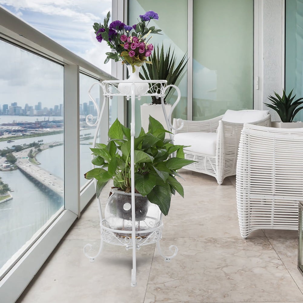 Yosoo 2 Tiers Iron Flower Pot Rack for Indoor Outdoor