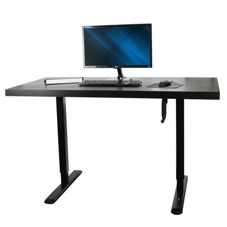 NavePoint Height Adjustable Sit-Stand Manual Crank Ergonomic Desk Frame 2-Legs Reverse