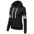 thumbnail image 3 of HAPIMO Clearance Sweatshirt for Women Long Sleeve Color Striped Patchwork Casual Splicing Pocket Drawstring Sweatshirt Hooded Pullover Tops Teen Girls Fashion Clothes Black M, 3 of 4