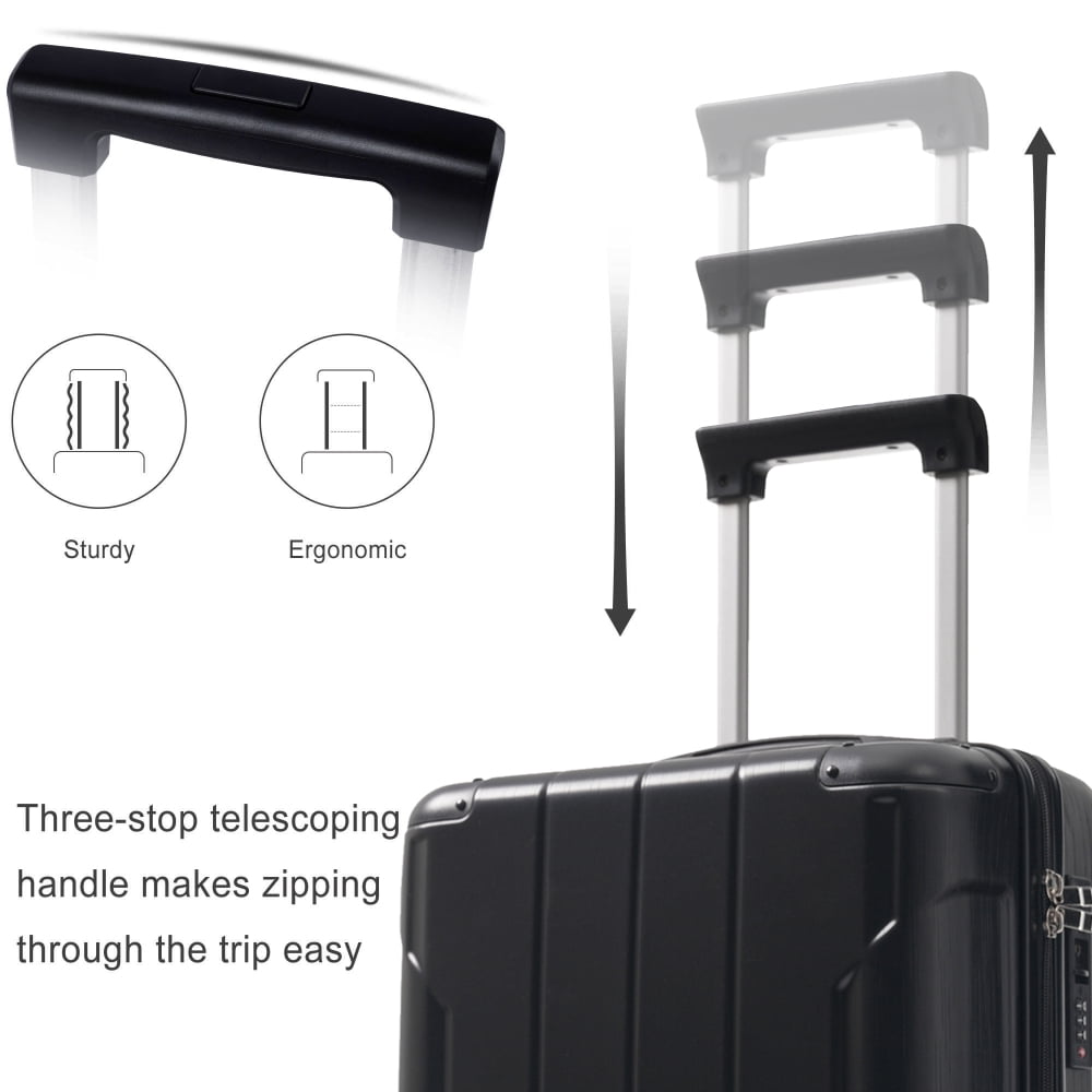 20-Inch Hardshell Carry-On Luggage, Lightweight ABS Suitcase with Spinner Wheels, TSA Lock & Packing Cubes