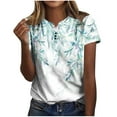 thumbnail image 2 of Black & Friday Deal 2024! pstuiky Women Fashion Casual Printing Shirts Short Sleeve Loose Tee Tops V Neck Blouse, 2 of 5
