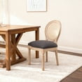 thumbnail image 3 of French Country Dining Chairs Set of 2 with Rattan Backrest and Upholstered Seat, Vintage Farmhouse Kitchen Chairs with Solid Wood Legs for Dining Room, Living Room, Restaurant, 3 of 9