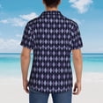 thumbnail image 6 of Xecao Purple and Blue Squares print Hawaiian shirt - a stylish short-sleeve button-down for men, perfect for casual beach and tropical outings., 6 of 9