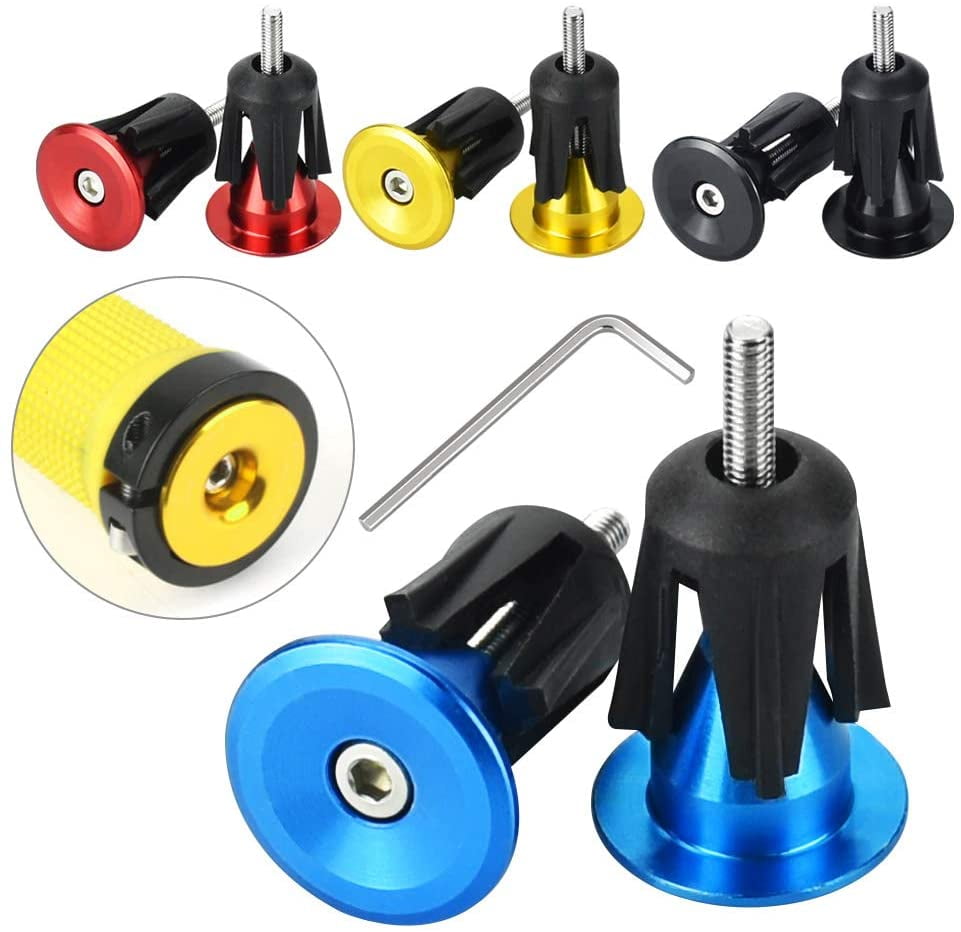 BUZIFU 4 Pairs Bar End Plugs Aluminum Bike Handlebar Cap Cycle Bar Ends