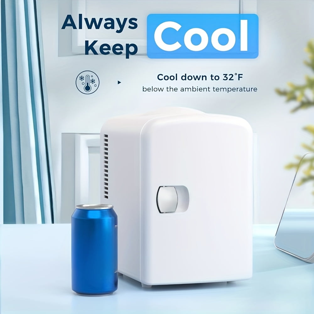 Mini Fridge for Skincare and Drinks, 1.06 Gal Portable Refrigerator for Bedroom