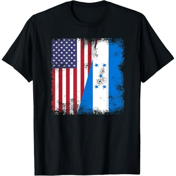 Half Honduran Flag | Vintage Honduras USA Gift T-ShirtPure cotton short-sleeved shirts for both men and women
