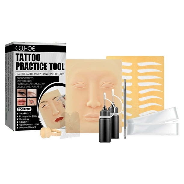 EELHOE Kit de tatuaje Ceja Tatuaje Pluma Ceja Pigmento Práctica Piel EELHOE Kits de práctica de cejas