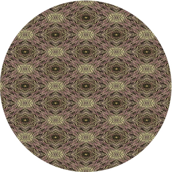 Ahgly Company Machine Washable Indoor Round Transitional Chocolate Brown Area Rugs, 4' Round