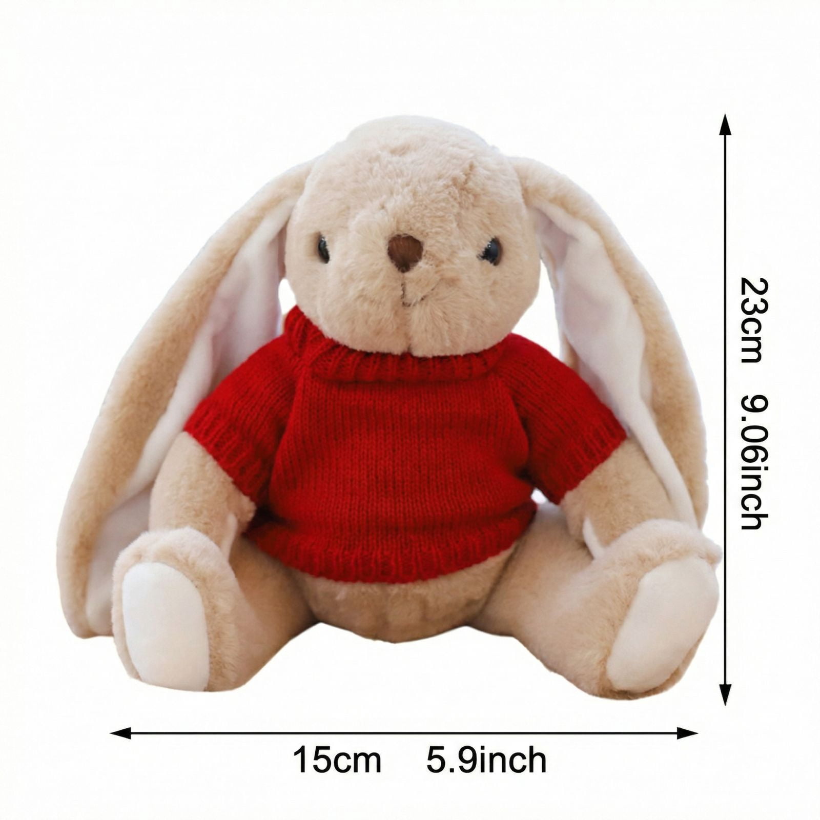 Easter Bunny Stuffed Animals Plushies Plush Toys – Soft Cuddly Rabbit Doll with Red Apron, 30cm Easter Holiday Gift for Kids, Toddlers & Families, Hypoallergenic Polyester Fiber Filled Red
