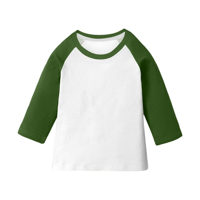 Lovzfmll T-shirt de Baseball Décontracté pour Garçons et Filles, Couleur Unie Raglan à Manches 3/4 Col Ras du Cou pour Enfants, Style à Manches Courtes, Parfait pour le Sport et le Jeu pour Tout-Petit de 3 Ans