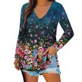 thumbnail image 1 of Camisas de manga larga para mujer, cuello en V, ajuste holgado, túnica de otoño, tops de otoño para mujer Pompotops  FGAJ8411, 1 of 5