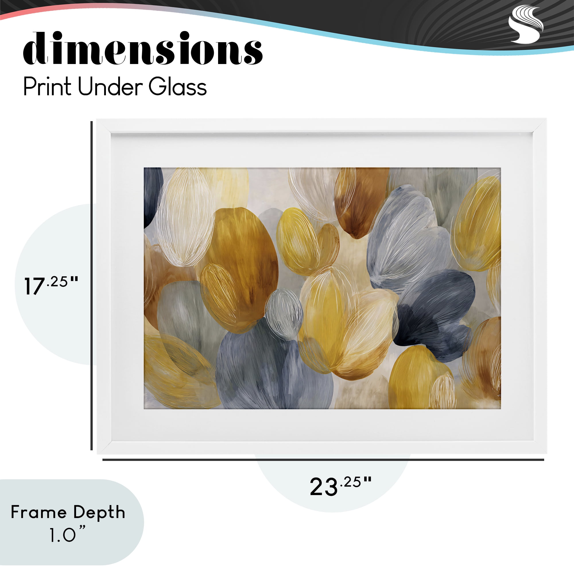 Stupell Industries Warm Oblong Layered Shapes White Framed Print Under Glass, design by Jacky Ngan