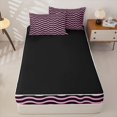thumbnail image 4 of Homewish Pink Wave Stripes Zipper Queen Comforter Set with Fitted Sheet and 2 Pillowcases,Abstract Modern Zipper Bedding Set,Black Reversible,4pcs, 4 of 8