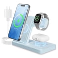 thumbnail image 6 of Wireless Charger, Magnetic Fast Charging Stand Compatible with iPhone 16 15 14 13 12 11 Pro Max Plus XS XR X 8, for Apple Watch 9 8 7 6 5 4 3 2 SE, for AirPods 3 2 Pro, 3 in 1 Charging Station, Blue, 6 of 11
