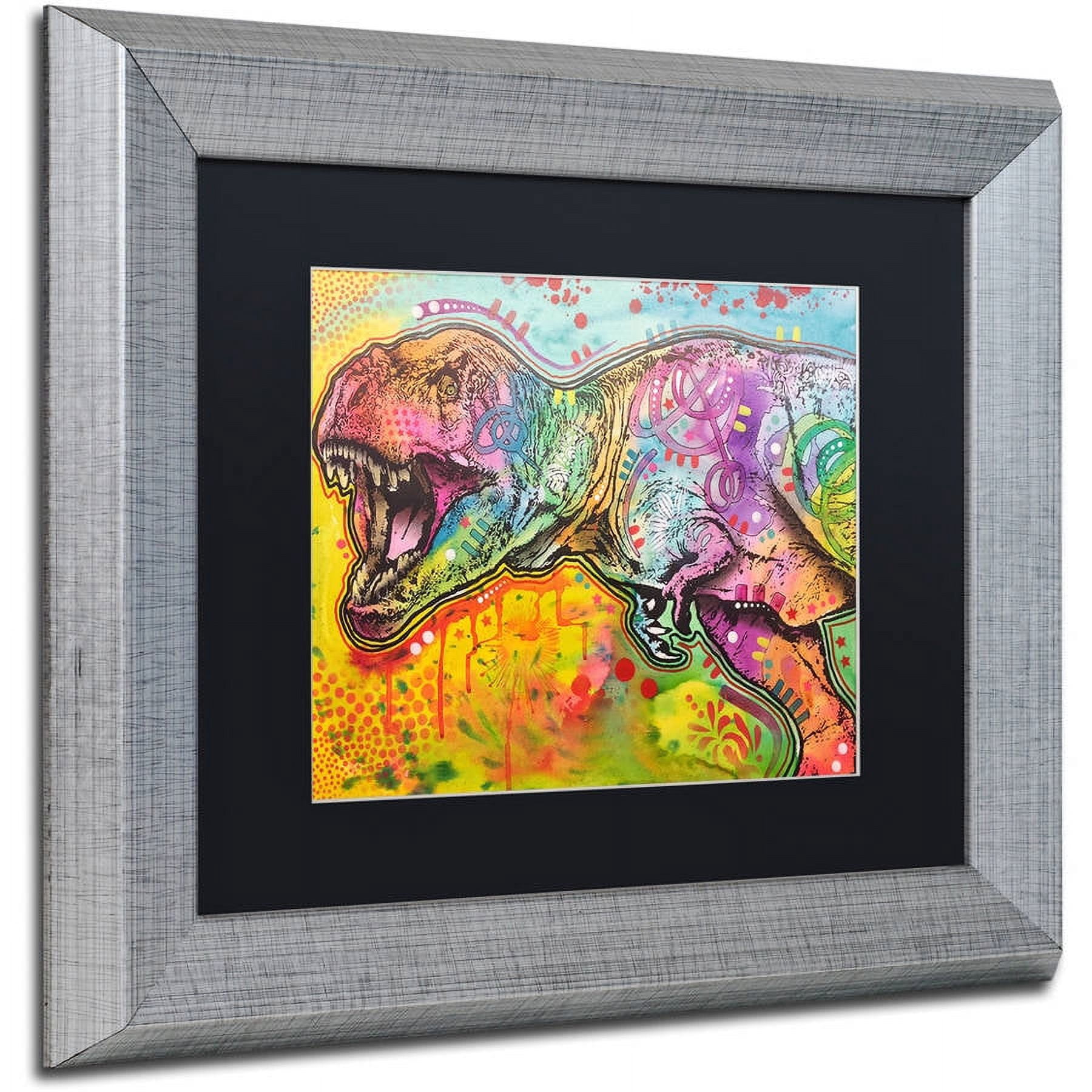 Trademark Fine Art "T Rex 2" Canvas Art by Dean Russo, Black Matte, Silver Frame