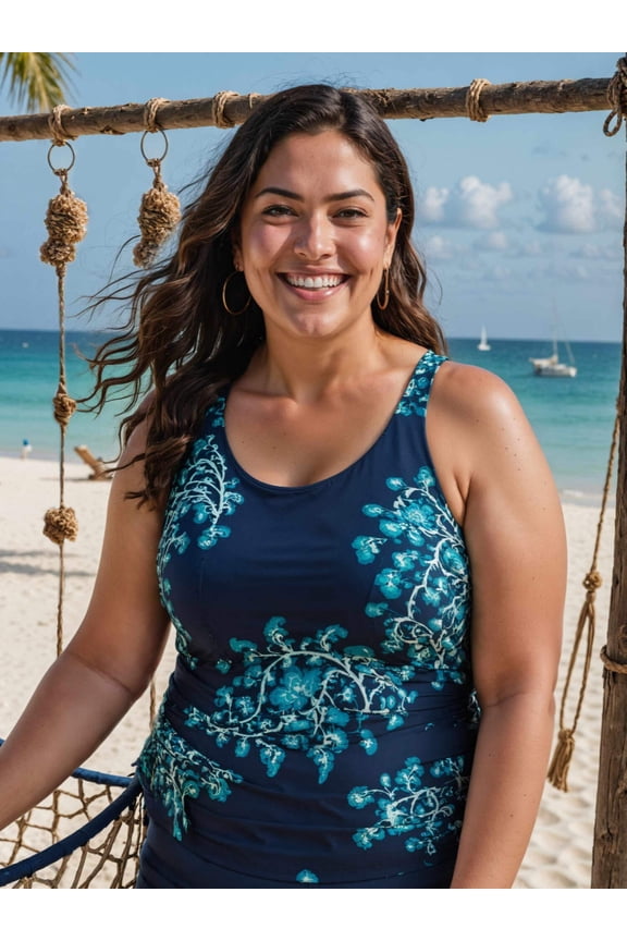 Calypsa Women's and Women's Plus Tankini Maya Swim Top with Removable Cups