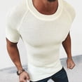 thumbnail image 2 of Bjutir Mens Tshirts Knitted Shirt Solid Color Slim Fitting Short Sleeved Pullover Sweater Top Shirts White, 2 of 6