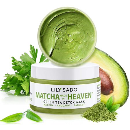 LILY SADO Green Tea Matcha & Avocado Face Mask - Organic Natural Vegan Facial Mask - Anti-Aging Antioxidant Defense Against Acne, Blackheads & Wrinkles for a Soft Glowing Complexion - 4 oz SF1