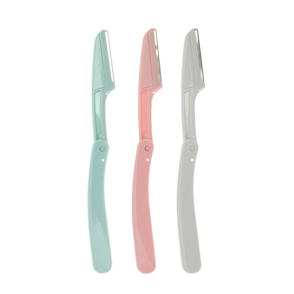 Unique Bargains 3 Pcs Portable Foldable Eyebrow Trimmer Kit 5.94"x0.51" Pink Blue