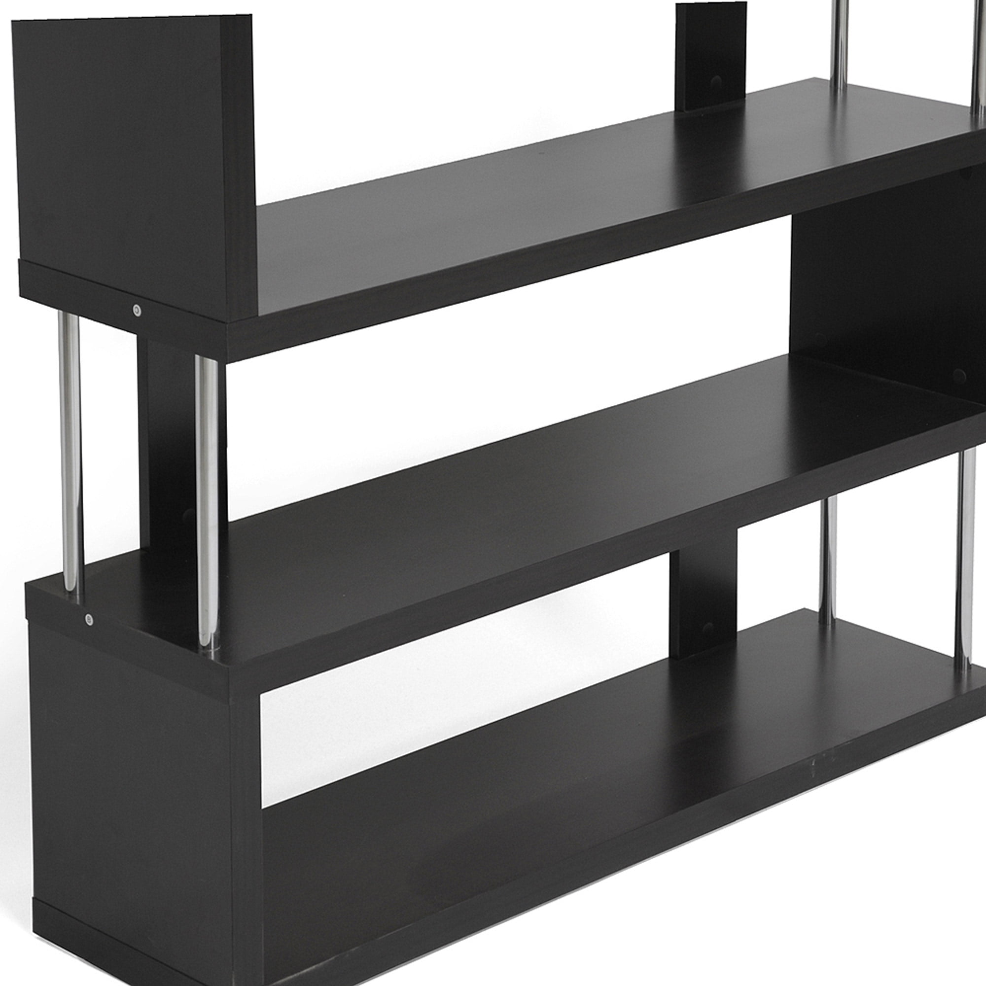 Barnes Dark Brown Three-Shelf Modern Bookcase
