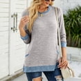 thumbnail image 6 of Sweatshirts for Women Round Neck Solid Color Long Sleeve Pullover Tops with Pocket, 6 of 7