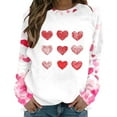 thumbnail image 2 of ClodeEU Women's Valentine's Day Love Heart Print Long Sleeve Round Neck Tops,Casual Trendy Loose T-Shirts Watermelon Red,Womens Plus L, 2 of 6