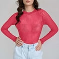 thumbnail image 6 of AXXD Basic Dressy Blouses for Women Summer 2024 Trendy Long-sleeved Top Inside With Outside Wear Temperament Solid Color Base Shirt Sexy Spice Girl T-shirt, 6 of 7