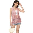 thumbnail image 2 of Womens Crochet Open Front Vest Sleeveless Cardigan Floral Lace Boho Trim Open Front Top, Medium, Pink, 2 of 6