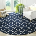 thumbnail image 2 of SAFAVIEH Chatham Jacob Geometric Quatrefoil Wool Area Rug, Dark Blue/Ivory, 7' x 7' Square, 2 of 10