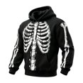 thumbnail image 4 of Yuncity Mens Hoodie Fall Winter Long Sleeve Fashion Casual Letter Skeleton Print Pullover Hoodies Sweatshirt Size L Black, 4 of 5