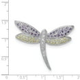 thumbnail image 2 of Sterling Silver Yellow and Clear Cubic Zirconia Dragonfly Pin - Measures 32x42mm Wide, 2 of 2