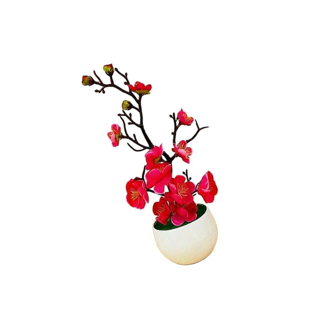 Fake Plant Potted Arrangement Artificial Potted Flowers Artificial Flowers Table Party for Home Decorations Rose Red