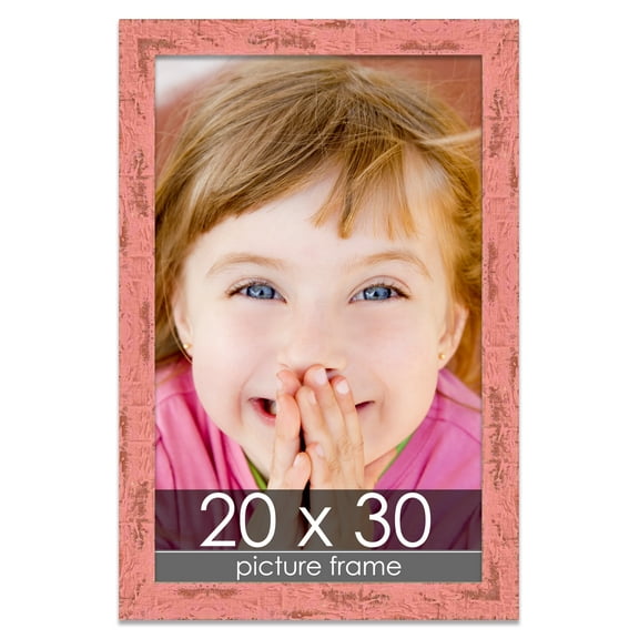 20x30 Farmhouse Pink Wood Picture Frame - UV Acrylic, Foam Board Backing & Hanging Hardware 20"x30"