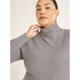 Scoop Women’s Plus Sequin Knit Turtleneck Sweater Dress, Sizes 1X4X